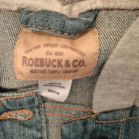 Denim Fleece Hooded Hoodie Trucker Jacket boys 7/8 Roebuck & co - Picture 4 of 10